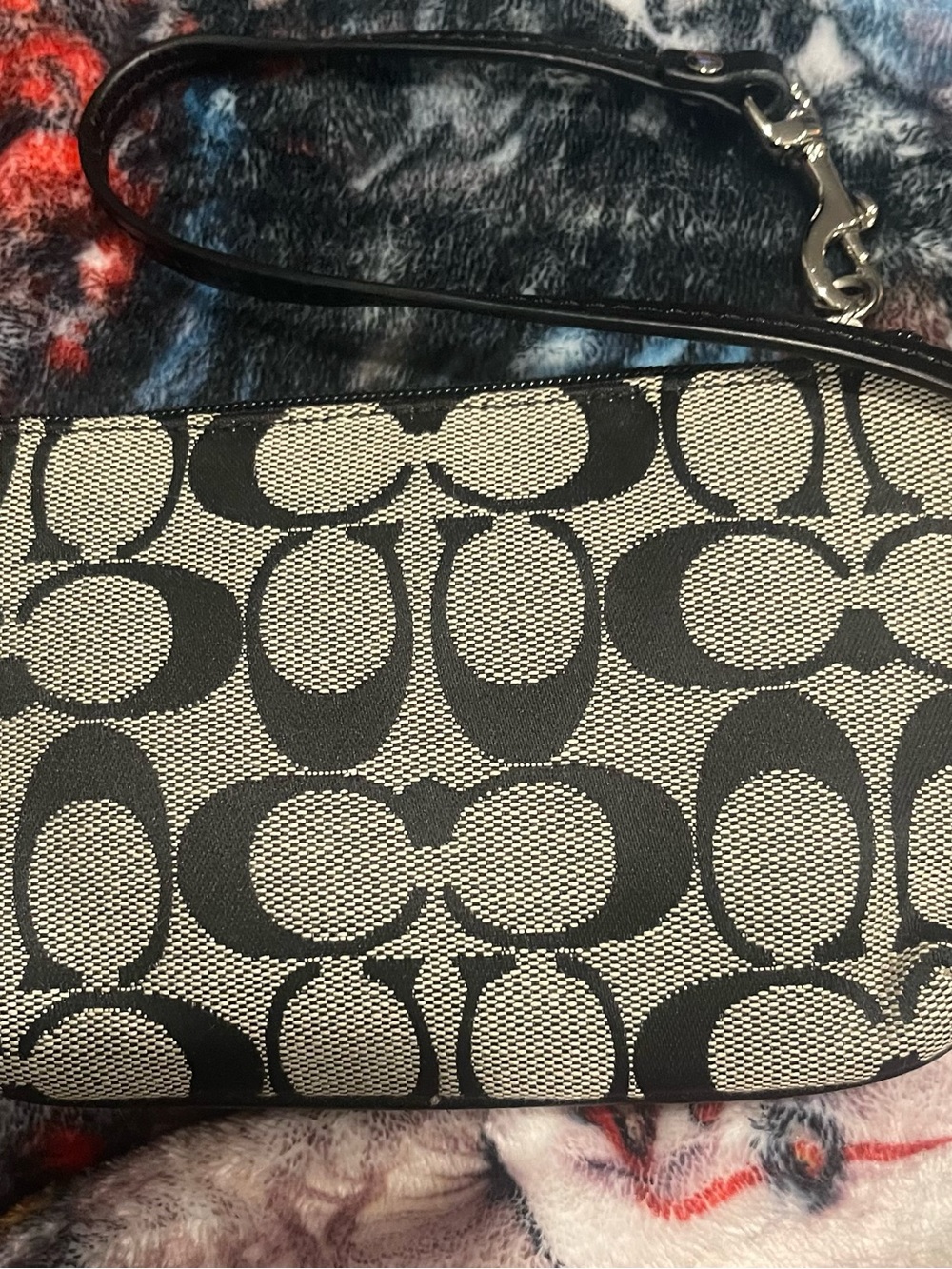 Coach Signature Canvas Wristlet in Black & Gray: No Callouts - Picture 3 of 6